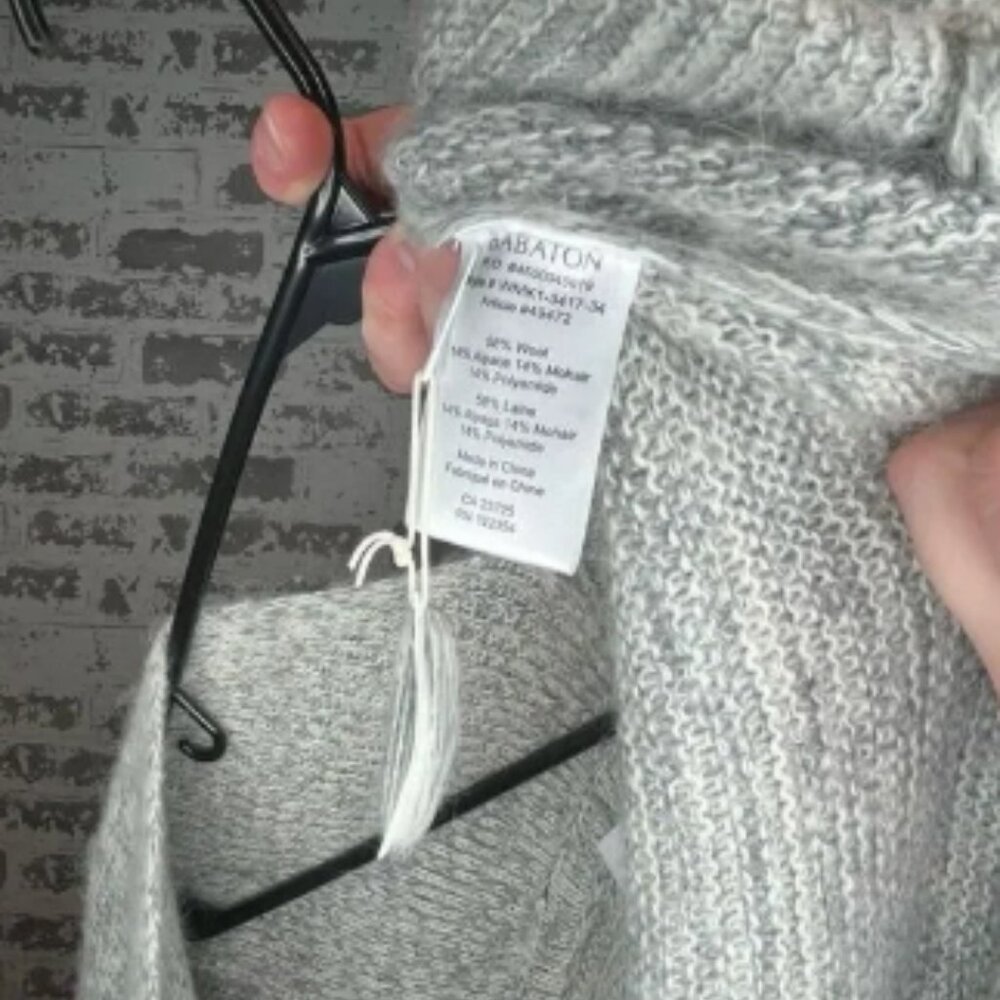 Babaton | women gray wool alpaca mohair blend sweater cardigan - Picture 3 of 4